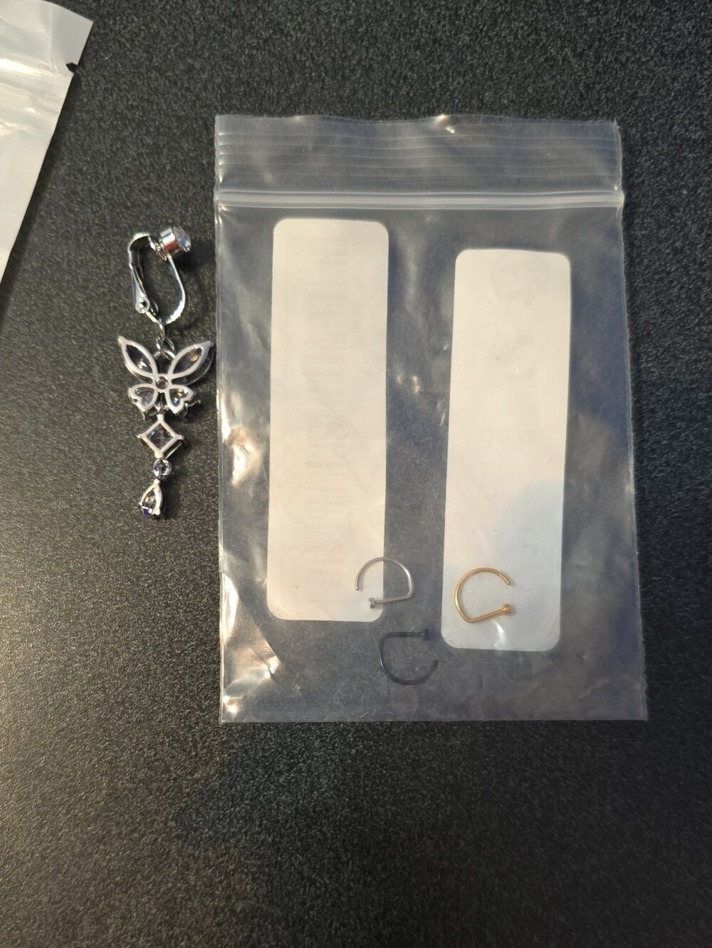 Belly Ring Clip On And 3 Nose Clip Ons